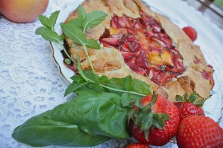 Strawberry Peach and Basil Galette 