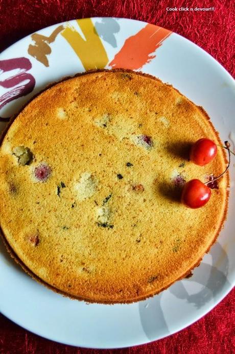 Eggless cherry almond cake recipe | how to make  cherry almond cake