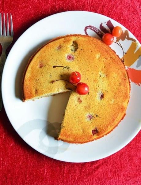 Eggless cherry almond cake recipe | how to make  cherry almond cake