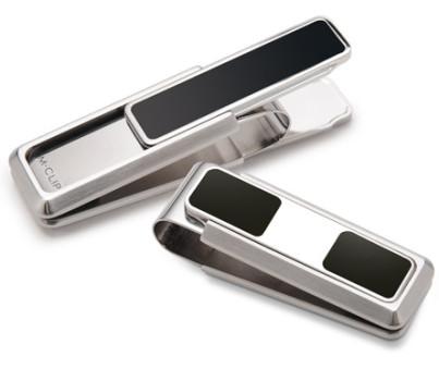 Discovery stainless with black enamel inlay money clip from M-Clip