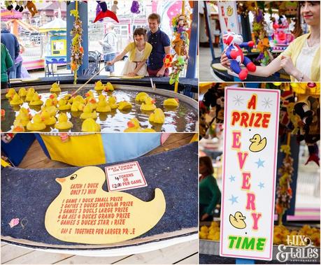 Game at carnival at Luna Park Engagement shoot