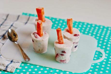 Banana Berry Frozen Yogurt Popsicles