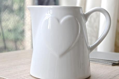 heart jug, heart flower jug, heart gravy jug, white gravy jug