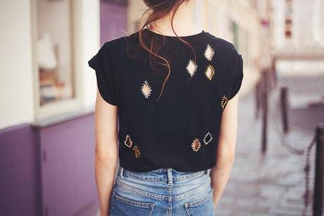 DIY embroidered cutout t shirt