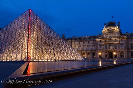Paris, France, Blue hour, Louvre, Museum, art, pyramid, glass, travel photography