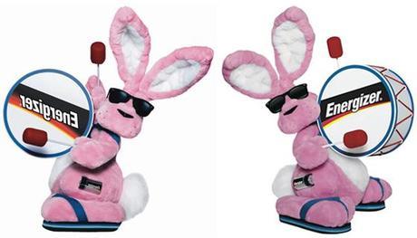 Photos of Energizer Bunny, famous marketing symbol and icon, mascot for Energizer batteries, featured in TV commercials that claim Energizer batteries keep on going and going and going