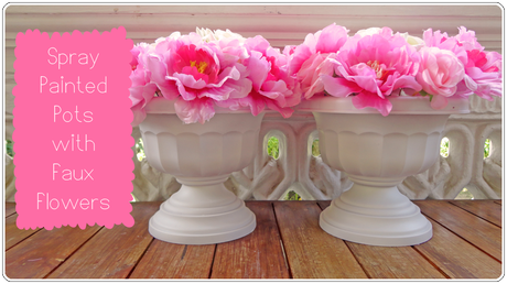 Spray Painted Pots with Faux Flowers