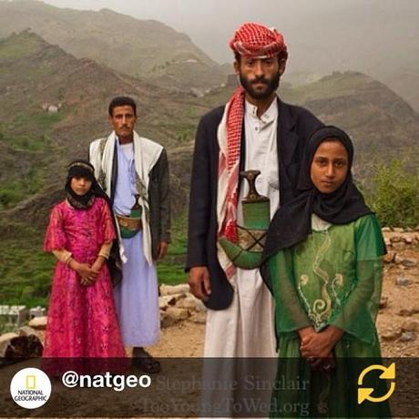 RG @natgeo: “Whenever I saw him, I hid. I hated to see him,” Tahani (in pink) recalls of the early days of her marriage to Majed, when she was 6 and he was 25. The young wife posed for this portrait with former classmate Ghada, also a child bride, outside their mountain home in Hajjah. This image, shot on assignment for National Geographic, is now part of our Too Young to Wed traveling exhibition, which will be shown at the London School of Economics from 21 July - 1 August 2014. The exhibition is part of the Girl Summit 2014, hosted by the British government aimed mobilizing domestic and international efforts to end female genital mutilation and child, early and forced marriage within a generation.