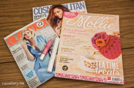 august 2014 magazine freebies on cosmopolitan glamour and mollie makes