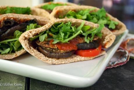 Eggplant Parmesan Pita Pocket Sandwiches