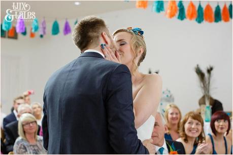 Frist kiss Yorkshire Sculpture Park Wedding Photography