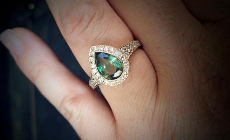 Alexandrite and diamond halo ring • Image by JoCoJenn