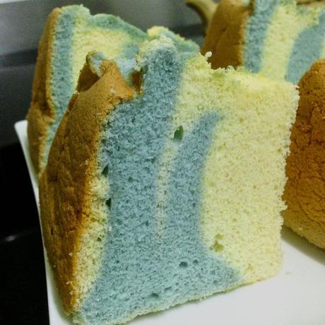 Blue Pea and Yuzu Chiffon Cake