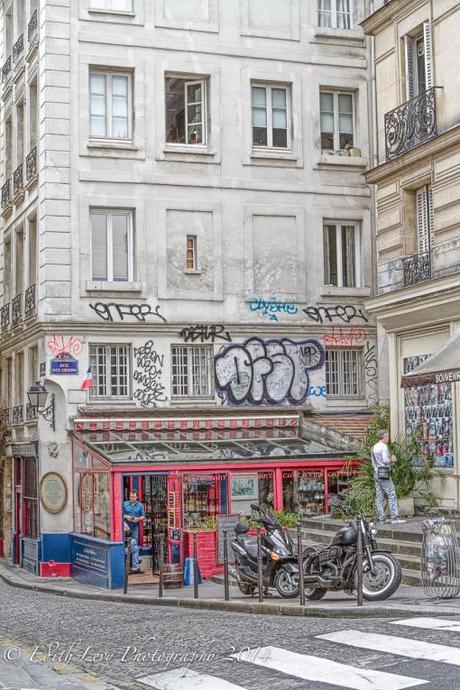 Paris, France, wine shop, graffiti, street photography, travel photography