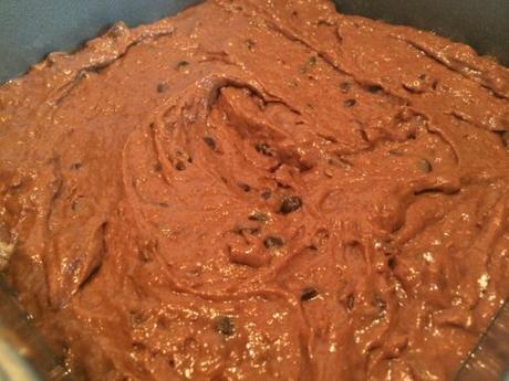 dark chocolate chip traybake sticky batter ready to bake