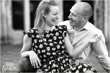 Laughing happy couple in york engagment photography session