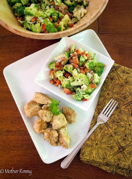 Buttermilk and Herb Chicken Bites with Crunchy Broccoli Salad