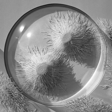 paper arts | hand cut paper microbes