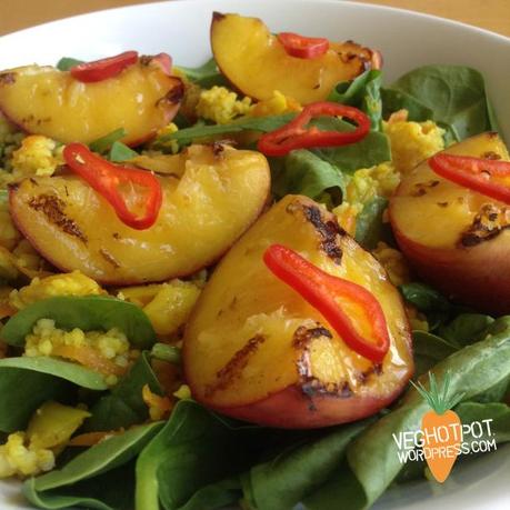 Curried Cous Cous and Grilled Peaches