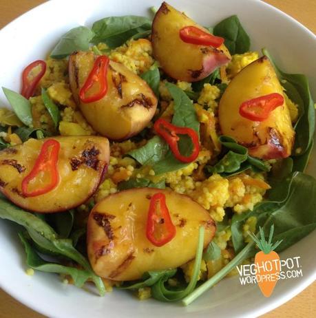 Curried Cous Cous and Grilled Peaches