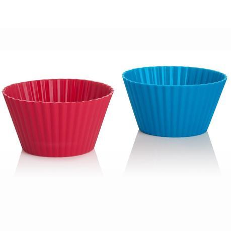 Image: Trudeau Silicone Muffin Cups - Fun and festive assorted colors; set includes red, green and blue colored cups