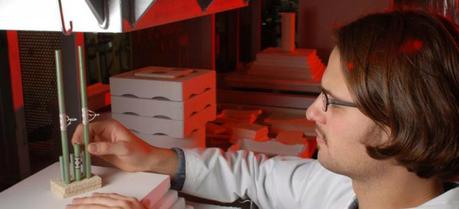 Ph.D. Student Daniel Storjohann fabricates ceramic fuel cells in the Colorado Fuel Cell Center.