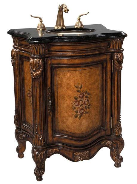 Floral Painted Real Wood Bathroom Vanity