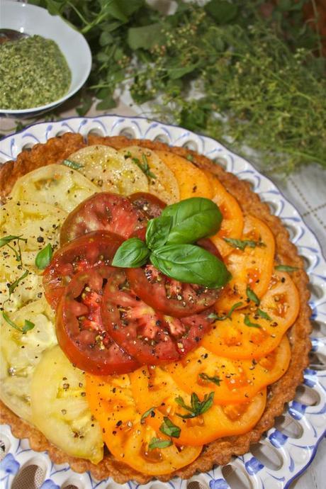 Heirloom Tomato Tart with Roasted Tomato Pesto