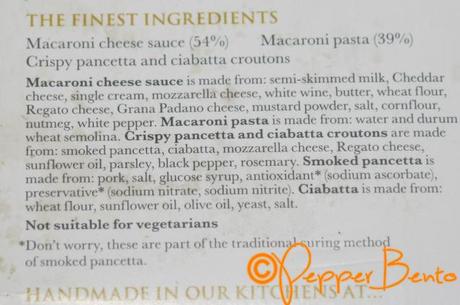 Charlie Bigham's Macaroni Cheese Ingredients