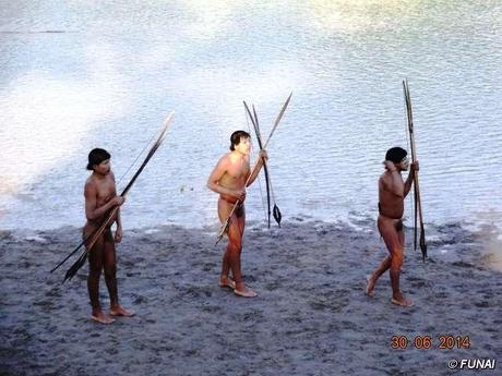 Seven uncontacted Indians made contact with a settled Ashaninka community near the Brazil-Peru border in June. Authorities have treated them after an outbreak of flu. © FUNAI