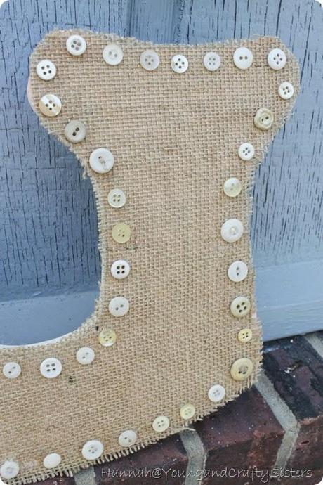 burlap and button monogrammed letter7