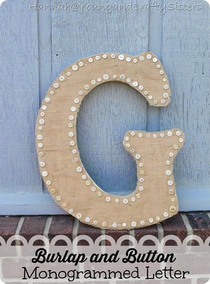 burlap and button monogrammed letter 5