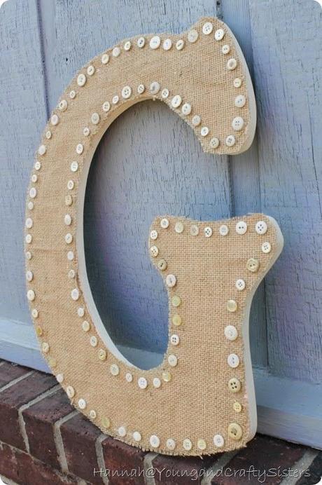 burlap and button monogrammed letter 8