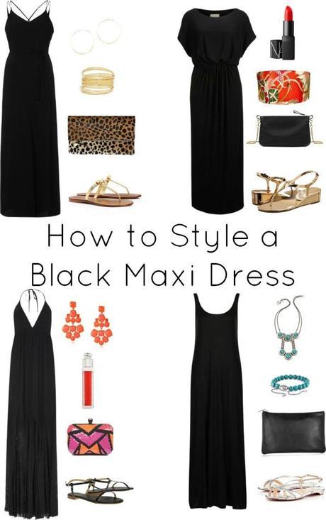 How to Style a Black maxi Dress Four Ways