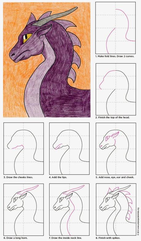 Draw a Purple Dragon Head