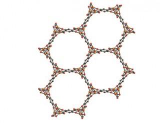 A view inside the MOF: hexagonal channels lined with iron