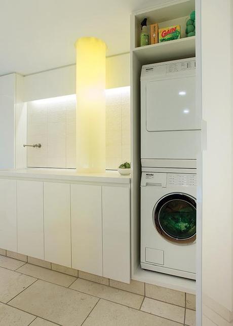 Modern laundry room with fiber-optic chute