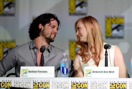 Nathan Parsons and Deborah Ann Woll at HBO's _True Blood_ Panel - Comic-Con International 2014 Ethan Miller Getty Images 2