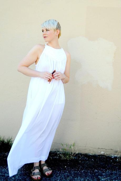 vintage, maxi, dress, white, birkenstocks, street style, seattle, summer