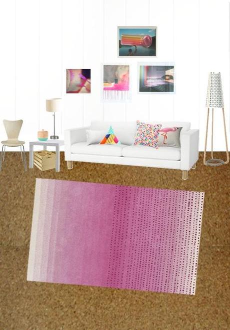 Pink Ombre Fade Living Room Rug