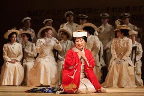Yunah Lee as Cio-Cio-San with members of the ensemble in The Glimmerglass Festival's 2014 production of Puccini's 