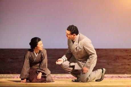 Kristen Choi as Suzuki and Aleksey Bogdanov as Sharpless in The Glimmerglass Festival's 2014 production of Puccini's 