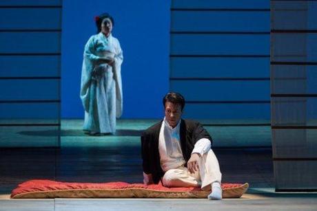 Dinyar Vania as Lieutenant B.F. Pinkerton and Yunah Lee as Cio-Cio-San in The Glimmerglass Festival's 2014 production of 