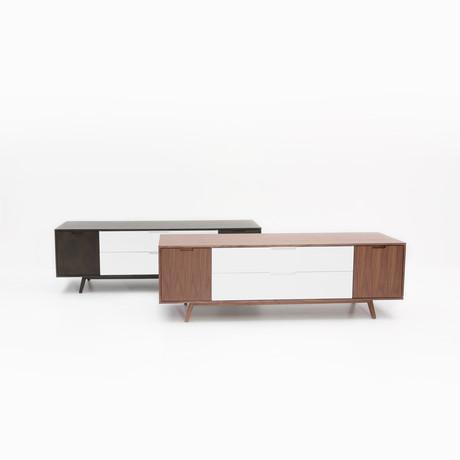 Walt Opus-502 Entertainment Cabinet (Blanco + Walnut)