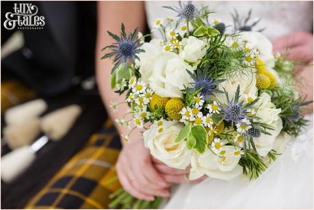 Bride holding bouquet York Minster WEdding