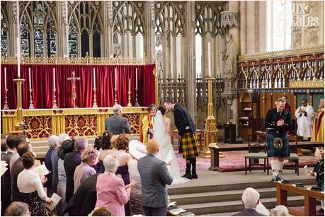 First Kiss at York Minster Wedding Photography