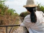 Sonya looking out towards the tracks