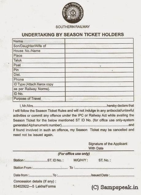 Want Railway Season Ticket - give Undertaking not to commit any Offence !!!!