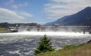 The hydroelectric plants in the Columbia River basin in the Pacific Northwest generate 22,000 MW in output. In the photo: a dam wall in the many-branched dam system