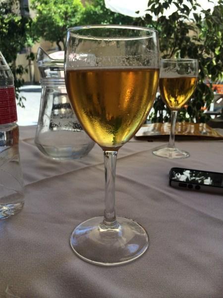 Taxi Protests and Birds Eye Views – Seville, Spain beer in wine glass